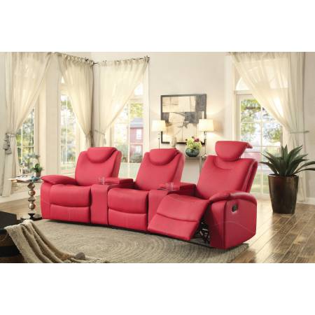 Talbot Reclining Theater Seating - Bonded Leather Match - Red